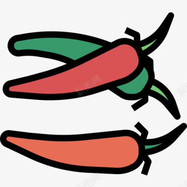辣椒香草2线状颜色图标图标