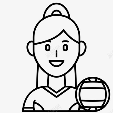 排球运动员女性图标图标