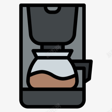 咖啡机家用电器21线性颜色图标图标