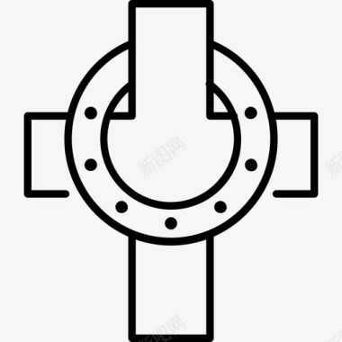 坟墓上的十字架死者葬礼图标图标