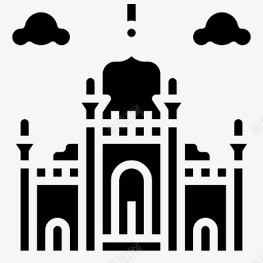 巴德沙希清真寺建筑建筑和城市图标图标