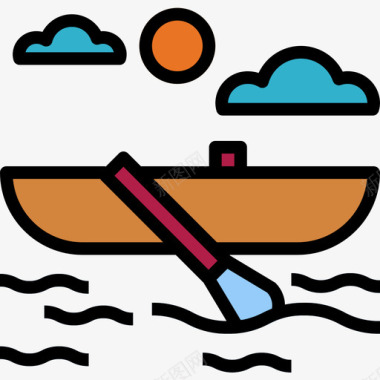 船背包客3线性颜色图标图标