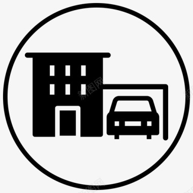 房屋建筑物停车场图标图标