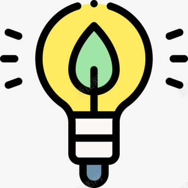 灯泡可持续能源37线性颜色图标图标