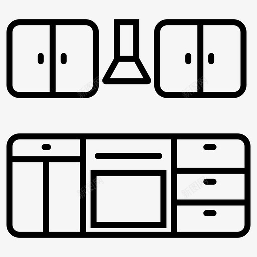厨房组合式厨房家具图标svg_新图网 https://ixintu.com 厨房 家具 组合式