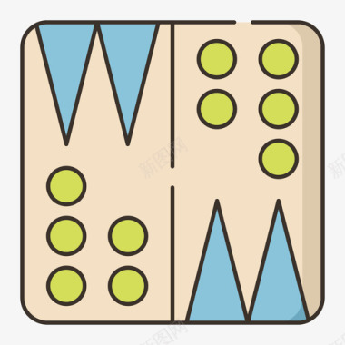 双陆棋赌场70线性颜色图标图标