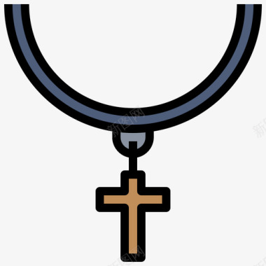 十字架基督教3直线颜色图标图标