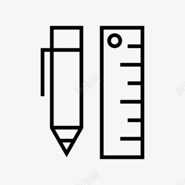 铅笔和尺子测量尺子和铅笔图标图标