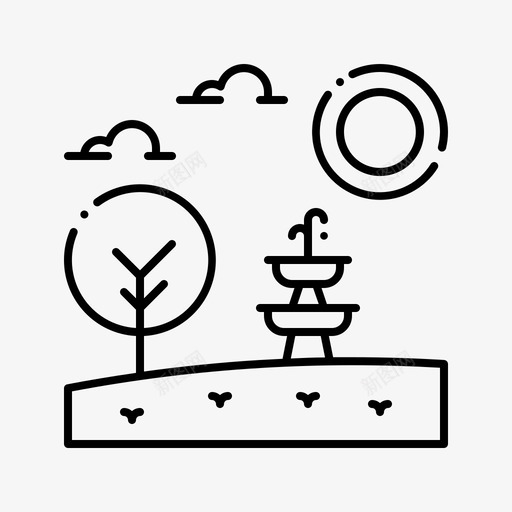 喷泉建筑装饰图标svg_新图网 https://ixintu.com 喷泉 建筑 景观 花园 装饰