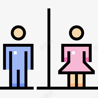 卫生间公共服务7线性颜色图标图标