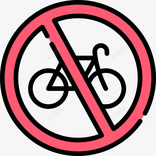 自行车信号禁止5线颜色图标svg_新图网 https://ixintu.com 信号 禁止 自行车 颜色