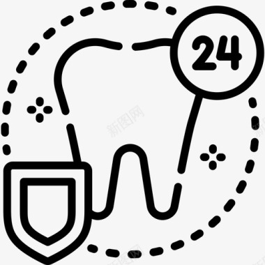 牙齿牙医和牙科护理5线性图标图标