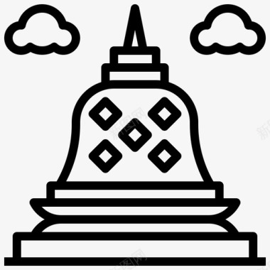 婆罗浮屠建筑建筑和城市图标图标