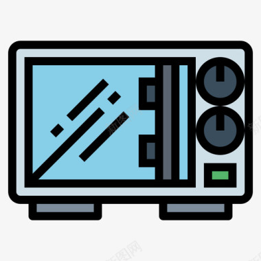 微波炉烹饪88线性颜色图标图标