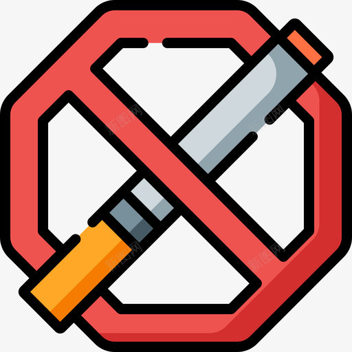 禁止吸烟戒烟9线性颜色图标svg_新图网 https://ixintu.com 戒烟9 禁止吸烟 线性颜色