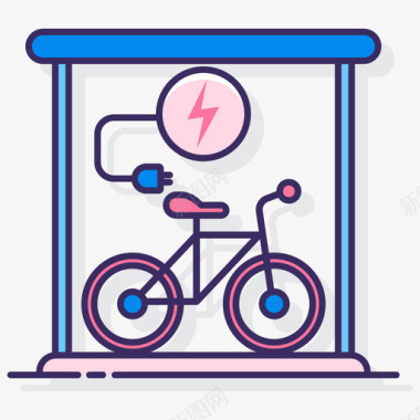 自行车智能技术19线性颜色图标图标