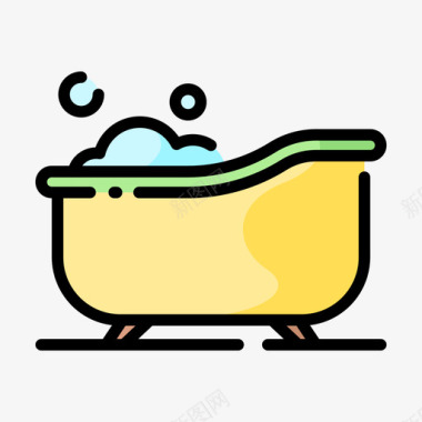 浴缸婴儿淋浴30线性颜色图标图标