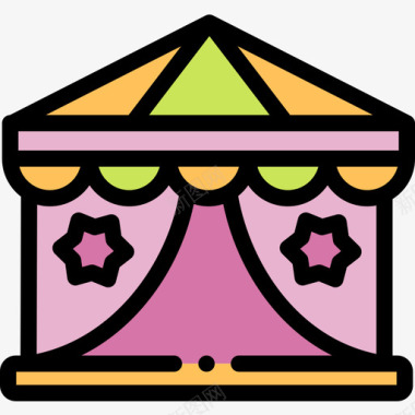 帐篷魔术29线性颜色图标图标