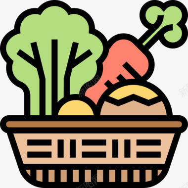 蔬菜野餐元素4线性颜色图标图标