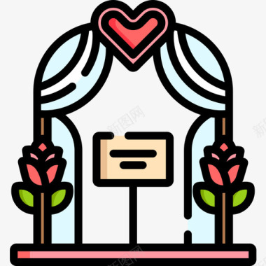 结婚拱门208号婚礼线性颜色图标图标