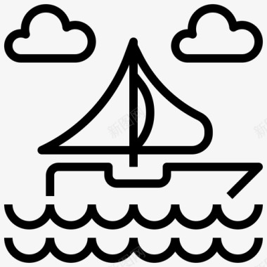 救生艇帆船旅行图标图标