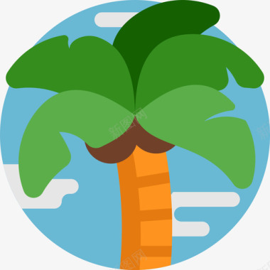 棕榈树丛林平坦图标图标