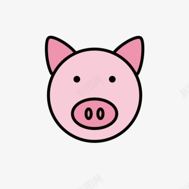 动物图标-上色-猪图标