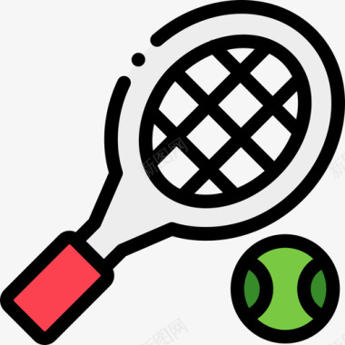网球运动81线性颜色图标图标