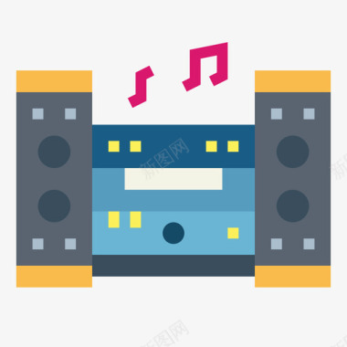 音乐和多媒体小工具19扁平图标图标