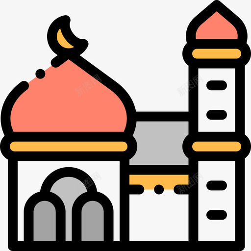 清真寺新年提案13线性颜色图标svg_新图网 https://ixintu.com 新年提案13 清真寺 线性颜色