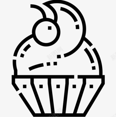 纸杯蛋糕甜点和糖果8直线型图标图标