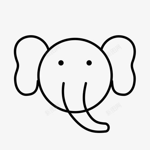动物图标-线性-大象svg_新图网 https://ixintu.com 动物图标-线性-大象 动物 简约 圆润 可爱 大象 线性