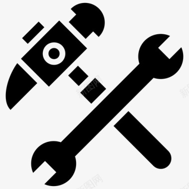 锤子和扳手维修工具技术服务图标图标