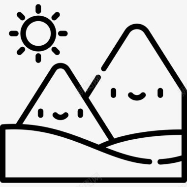 金字塔景观72线性图标图标