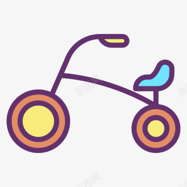 三轮车婴儿119线性颜色图标图标