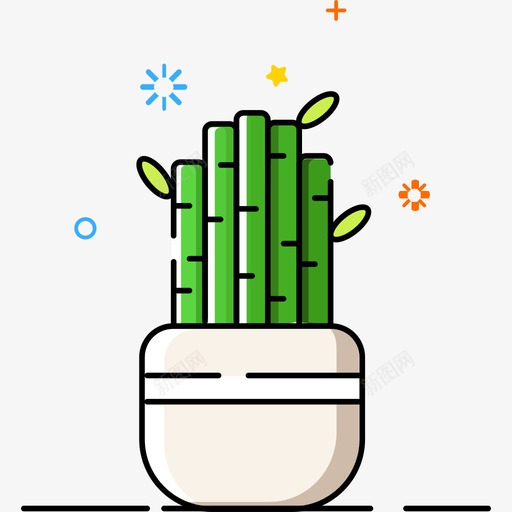 植物icon-富贵竹svg_新图网 https://ixintu.com 植物icon-富贵竹 线性 多色 可爱