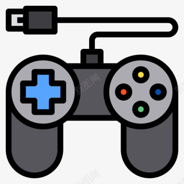 游戏控制器小工具20线性颜色图标图标