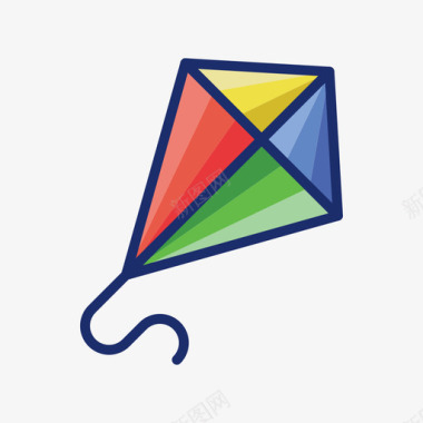 风筝夏季旅行2线性颜色图标图标