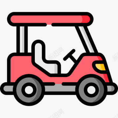 高尔夫球车交通166线性颜色图标图标