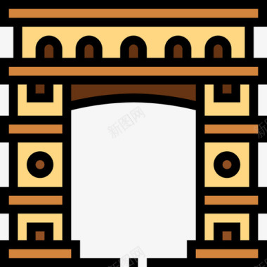 拱门建筑46线条色彩图标图标
