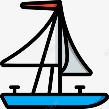 帆船探险运动16线性颜色图标图标