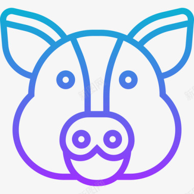 猪动物头3梯度图标图标