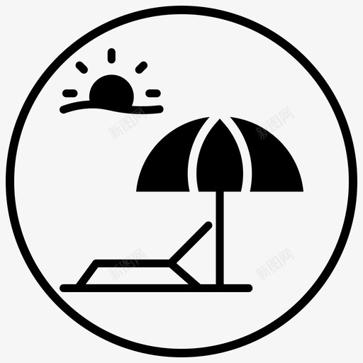 海滩度假村假日暑假图标svg_新图网 https://ixintu.com 假日 填充 夏季 度假村 暑假 海滩 雨伞