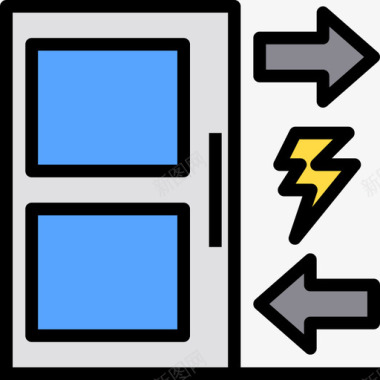 自动门电动2线性颜色图标图标