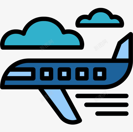 飞机3色背包客图标svg_新图网 https://ixintu.com 3色背包客 飞机