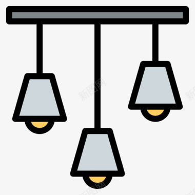 吊灯家用电器21线型颜色图标图标