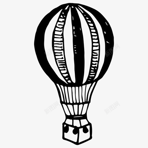 热气球飞行素描图标svg_新图网 https://ixintu.com 热气球 素描 飞行