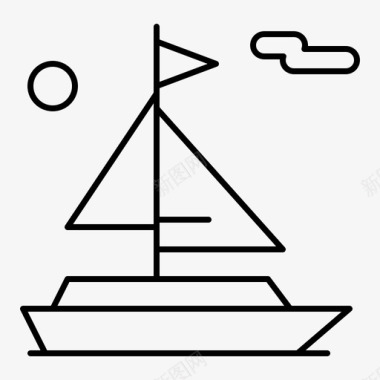 海滩船帆船图标图标