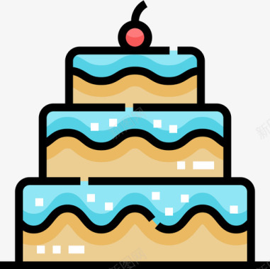 蛋糕甜点和糖果7线性颜色图标图标