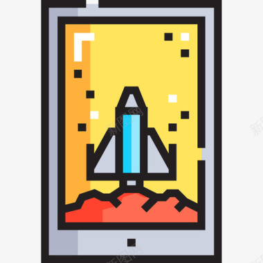 智能手机游戏66线性颜色图标图标